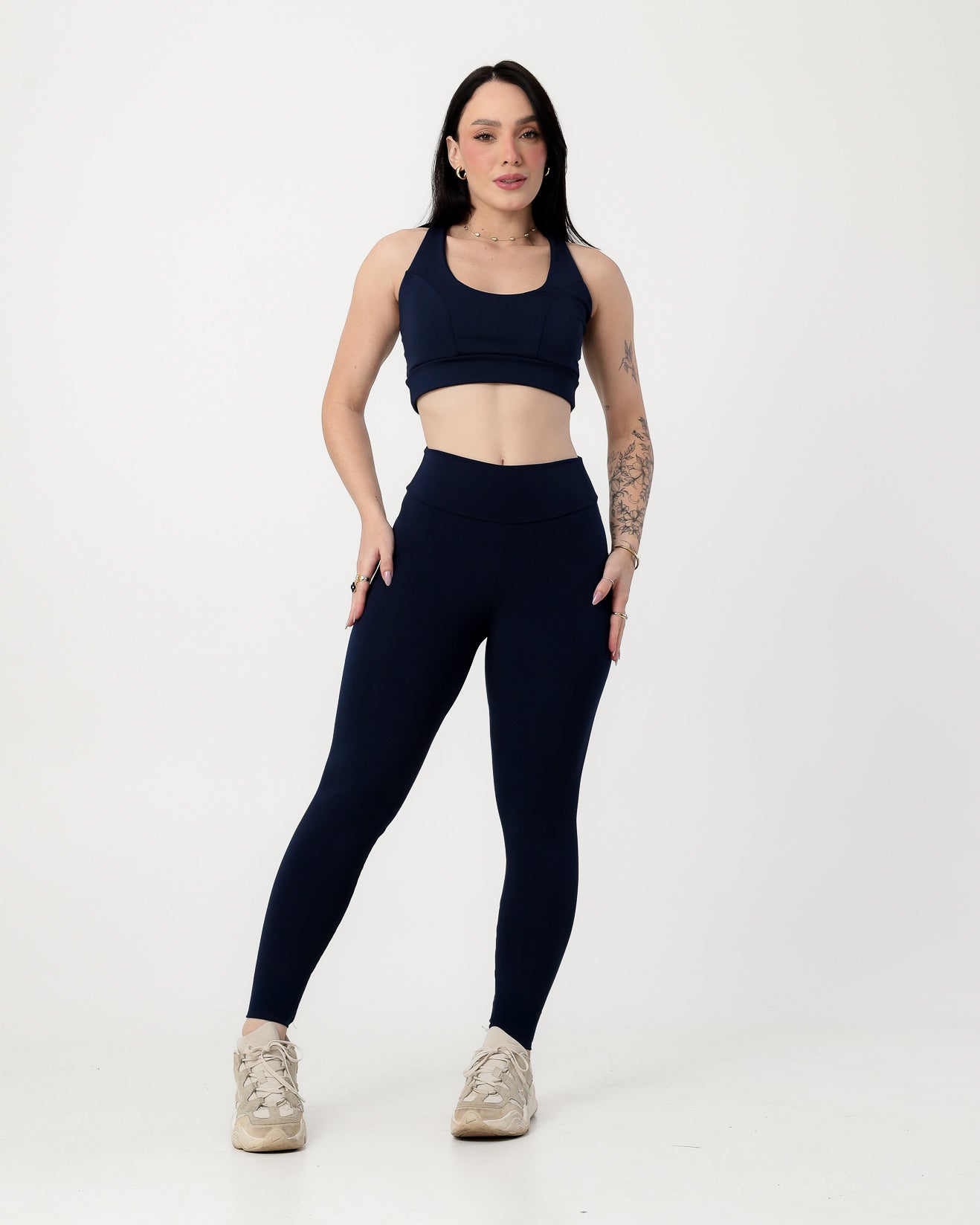 Conjunto Top Nadador e Calça Legging Azul Marinho (1)
