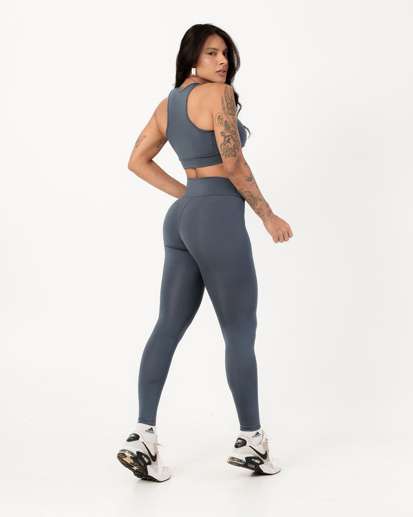 Conjunto Top Nadador e Calça Legging Cinza Médio (2)