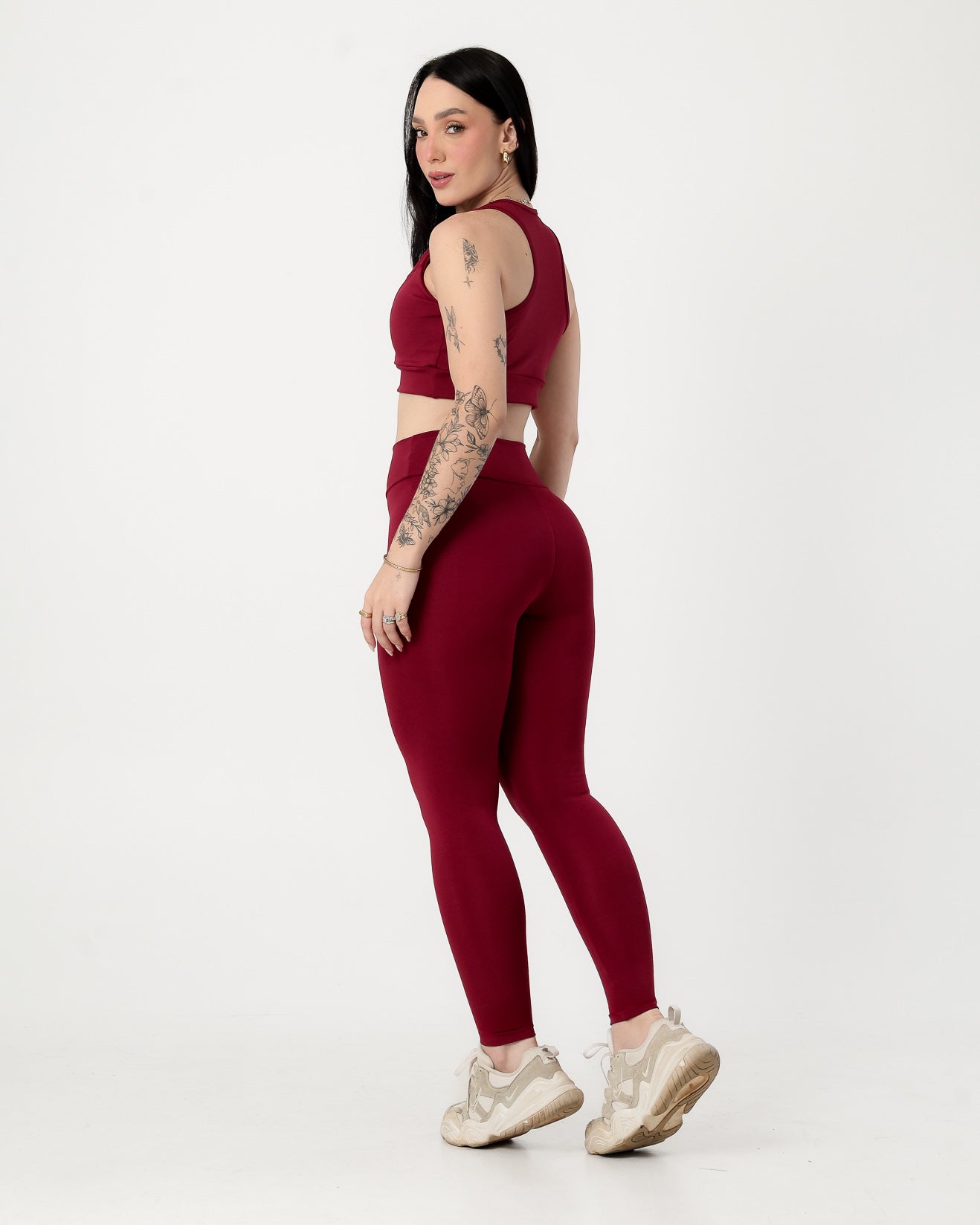 Conjunto Top Nadador e Calça Legging Marsala (2)