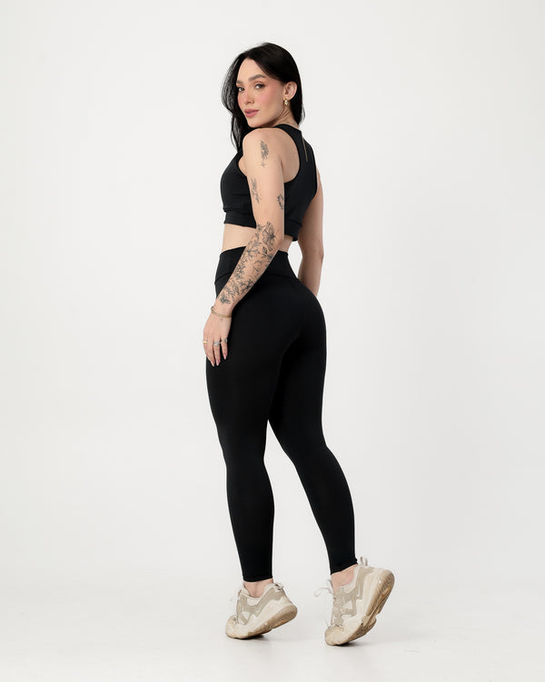 Conjunto Top Nadador e Calça Legging Preto (1)
