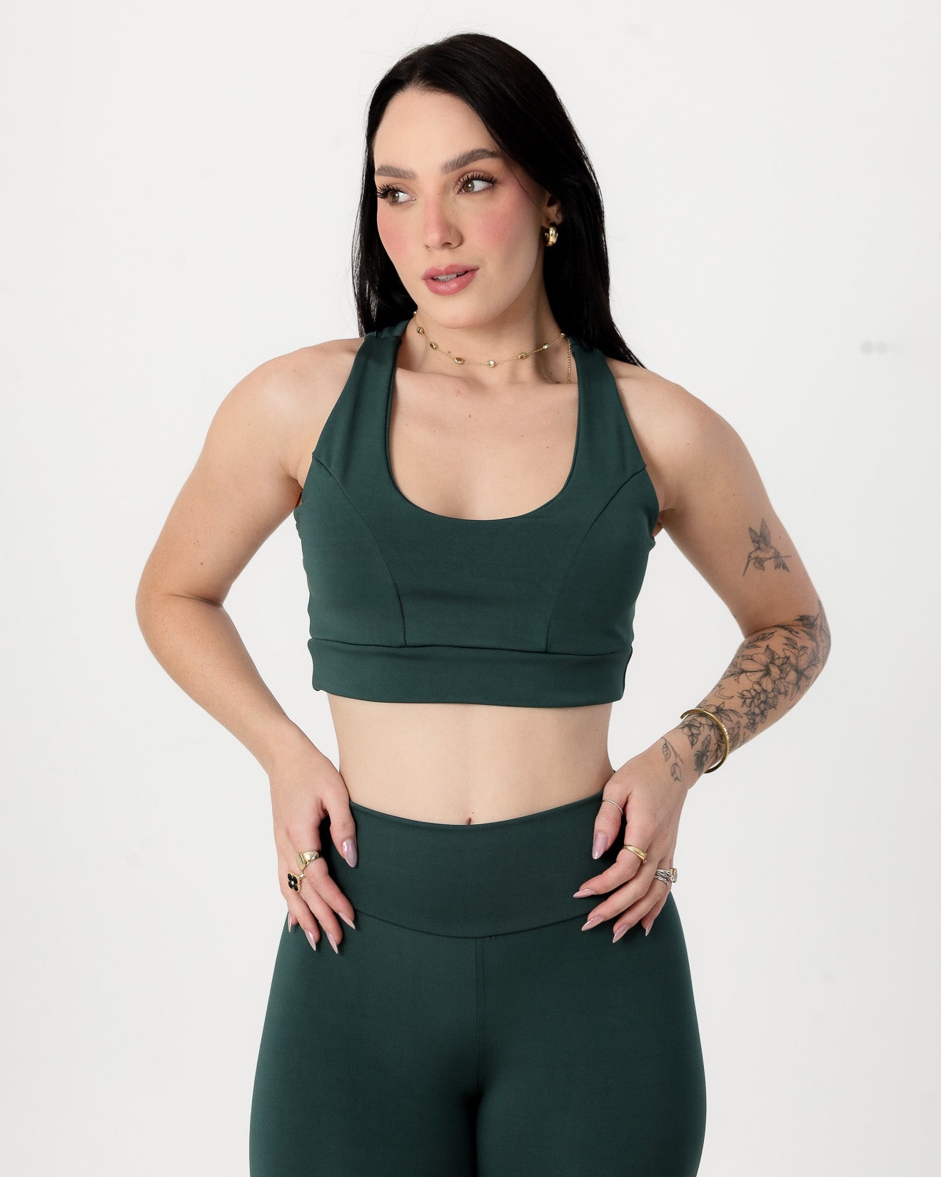 Conjunto Top Nadador e Calça Legging Verde Escuro (4)