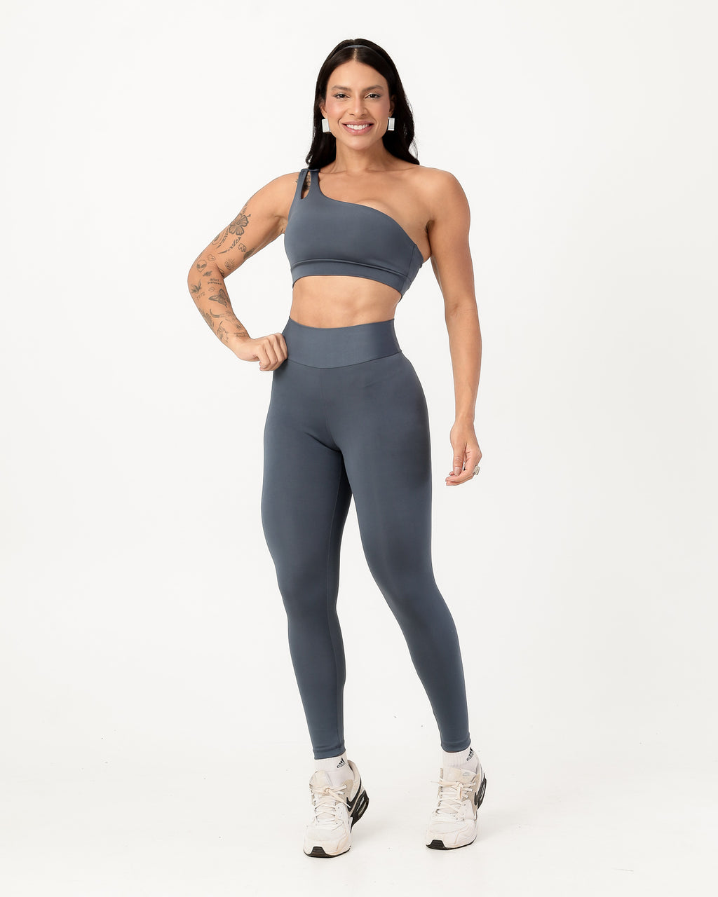 Conjunto Top Nula Manga e Calça Legging Cinza Médio (1)