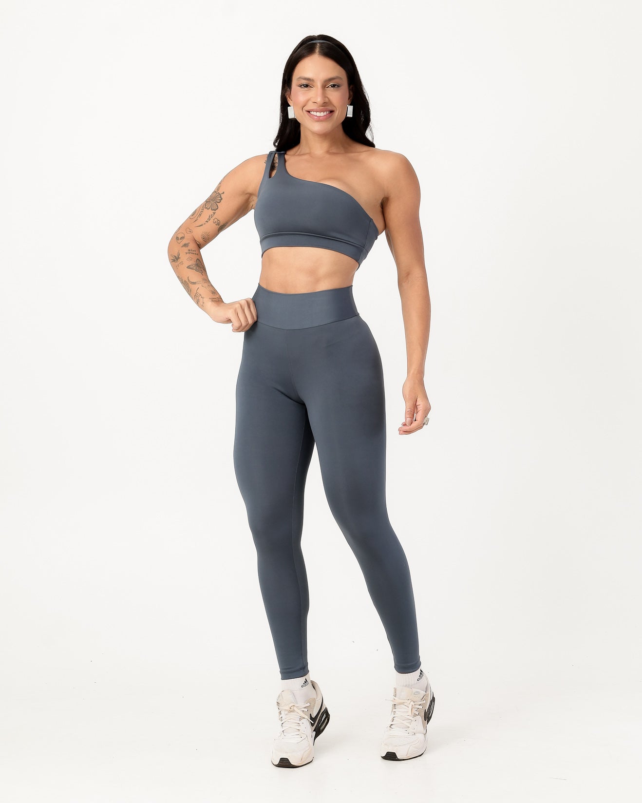 Conjunto Top Nula Manga e Calça Legging Cinza Médio (1)