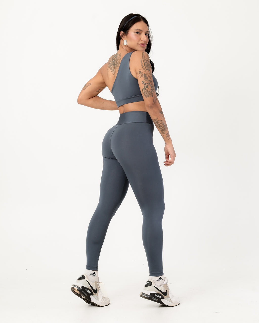 Conjunto Top Nula Manga e Calça Legging Cinza Médio (2)