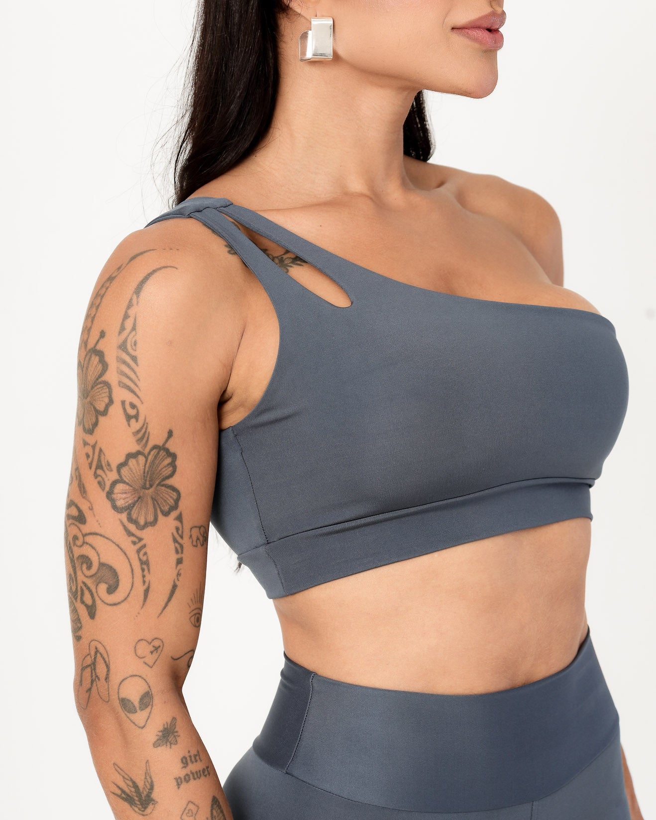 Conjunto Top Nula Manga e Calça Legging Cinza Médio (3)