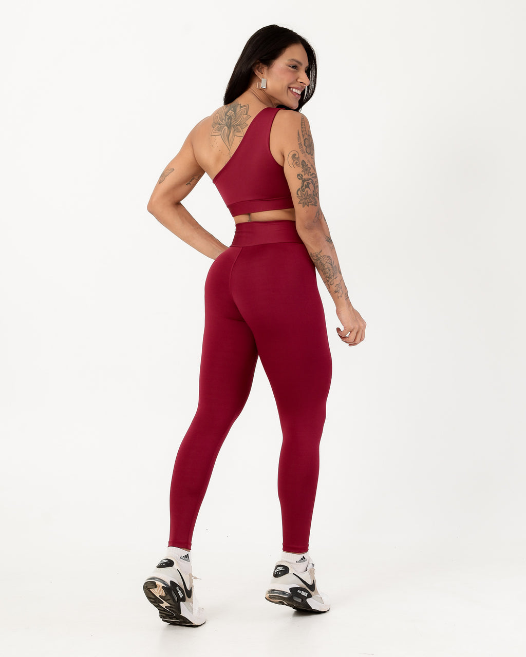 Conjunto Top Nula Manga e Calça Legging Marsala (2)