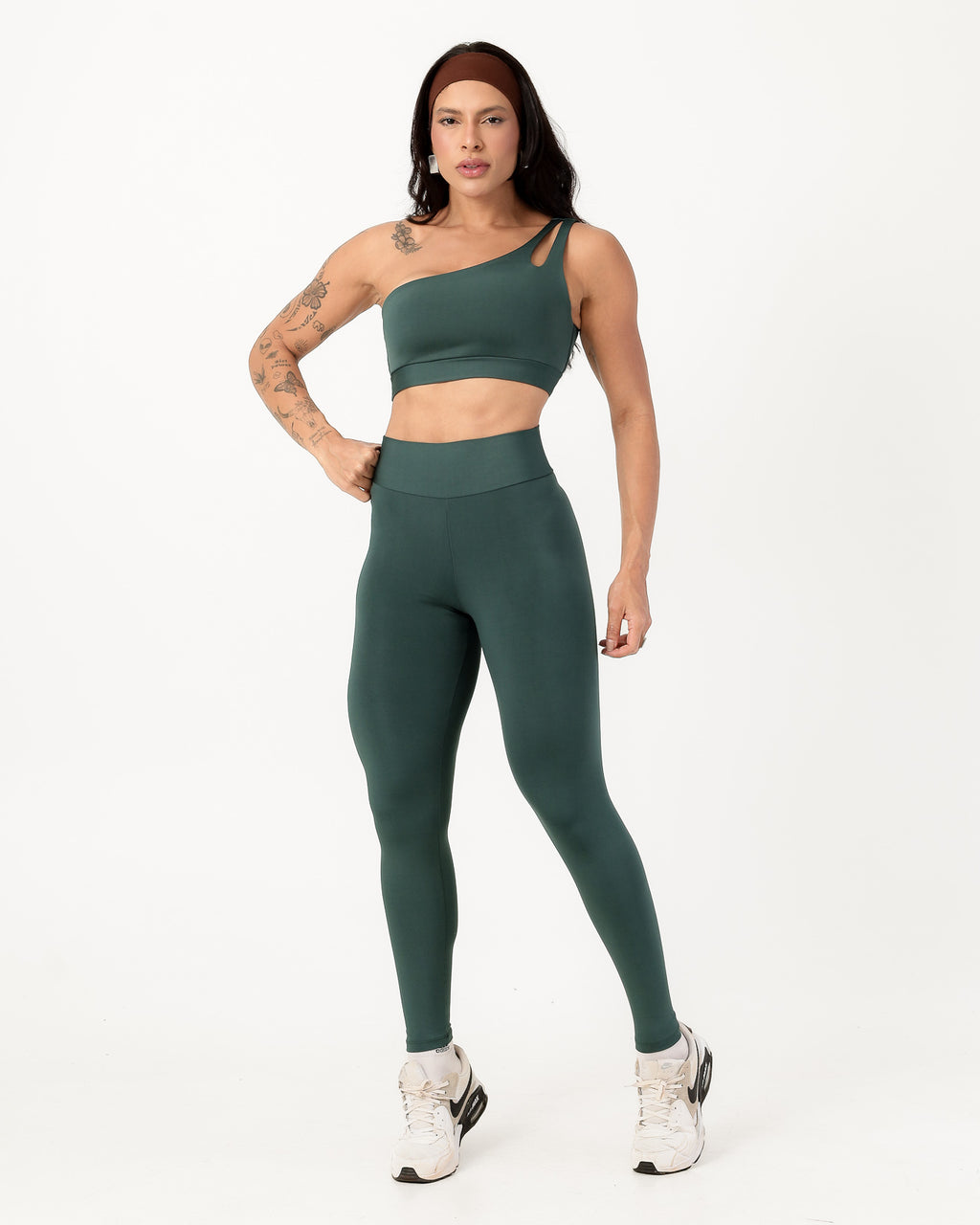 Conjunto Top Nula Manga e Calça Legging Verde Militar (1)