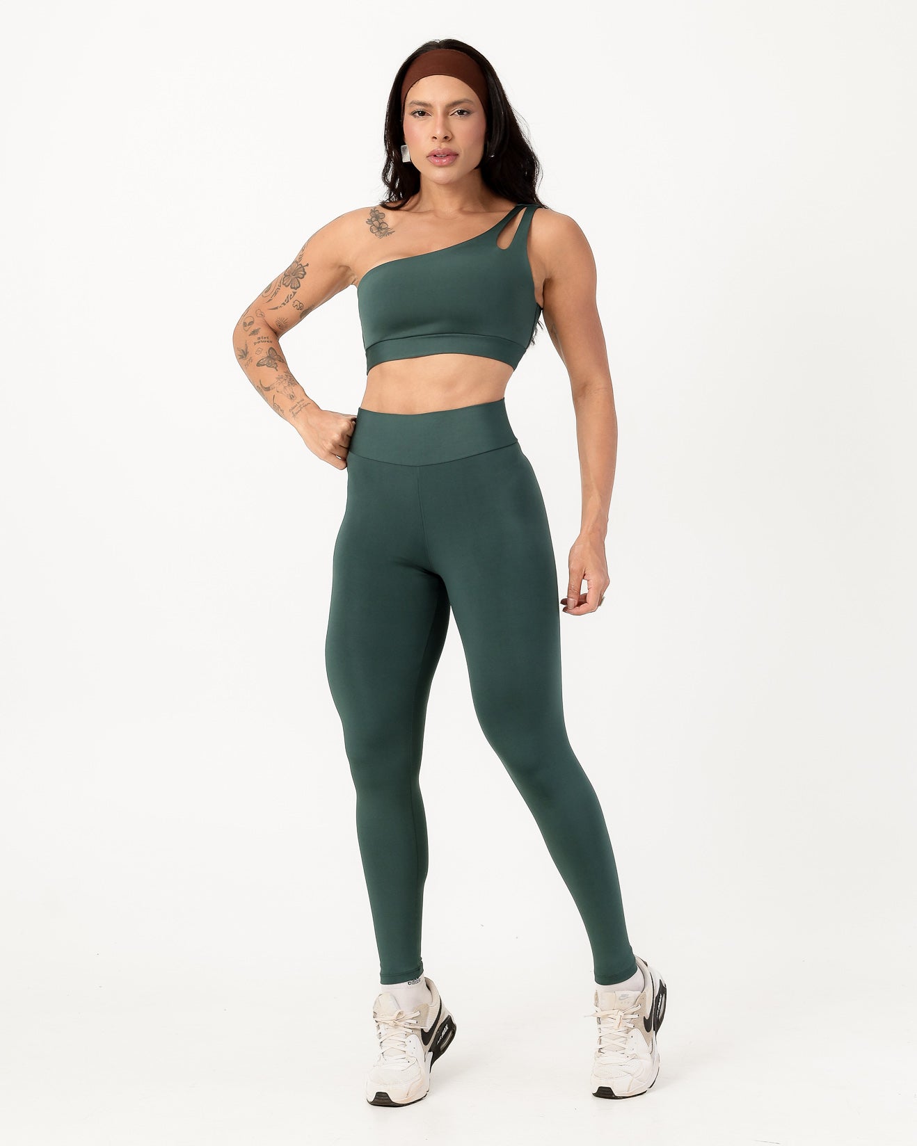 Conjunto Top Nula Manga e Calça Legging Verde Militar (1)