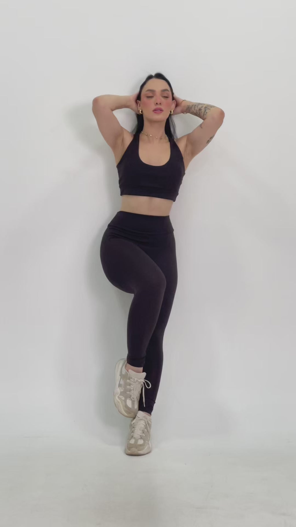 Conjunto Top Nadador e Calça Legging Chocolate