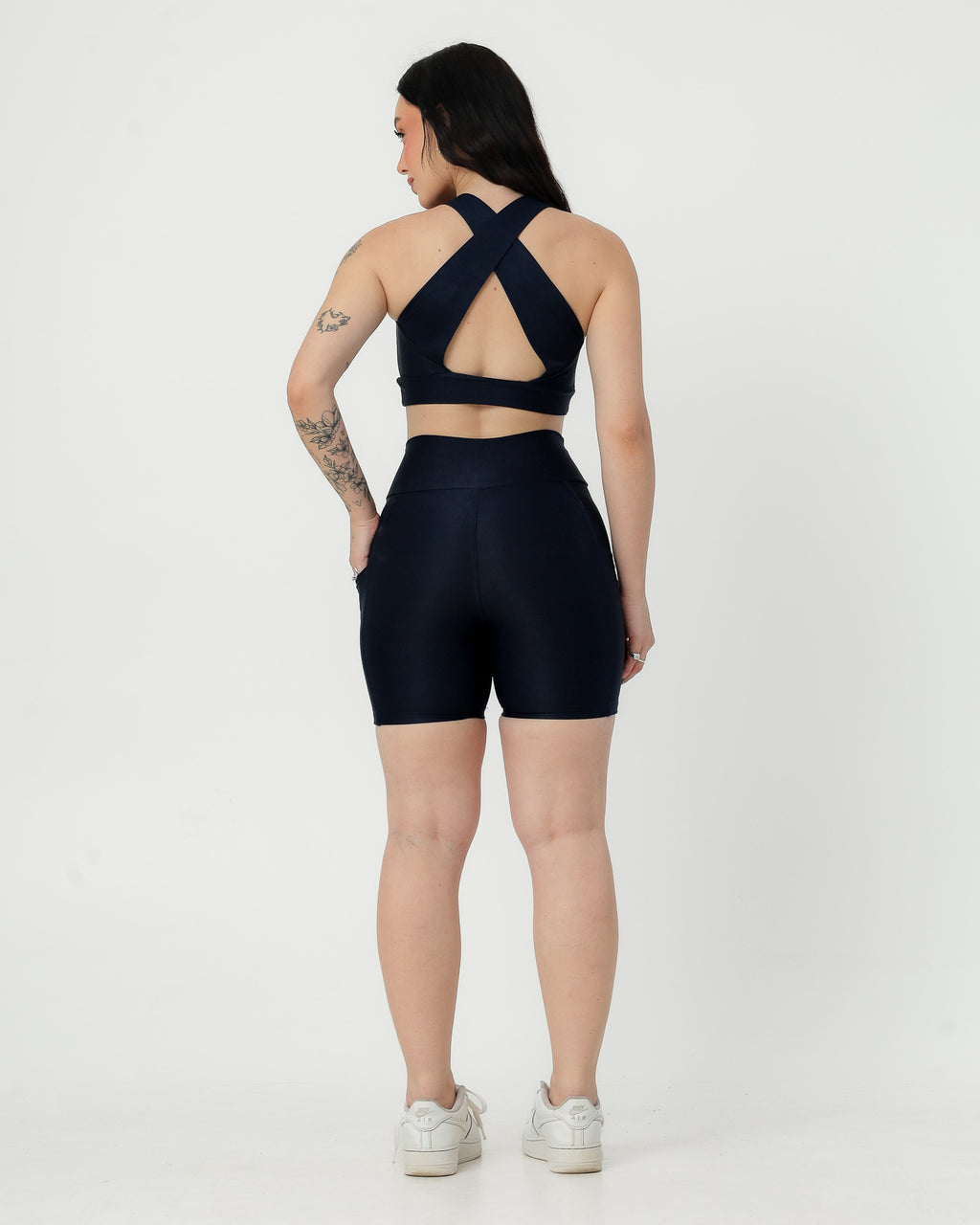 Short Canelado com Bolso Poliamida Azul Marinho (4)