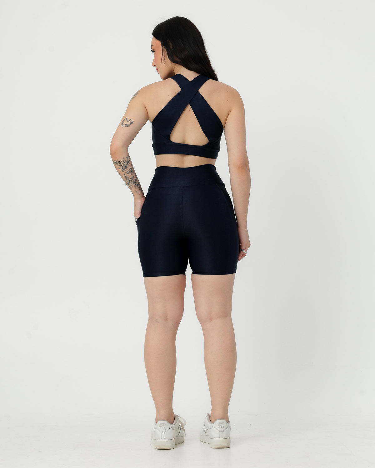 Short Canelado com Bolso Poliamida Azul Marinho (4)