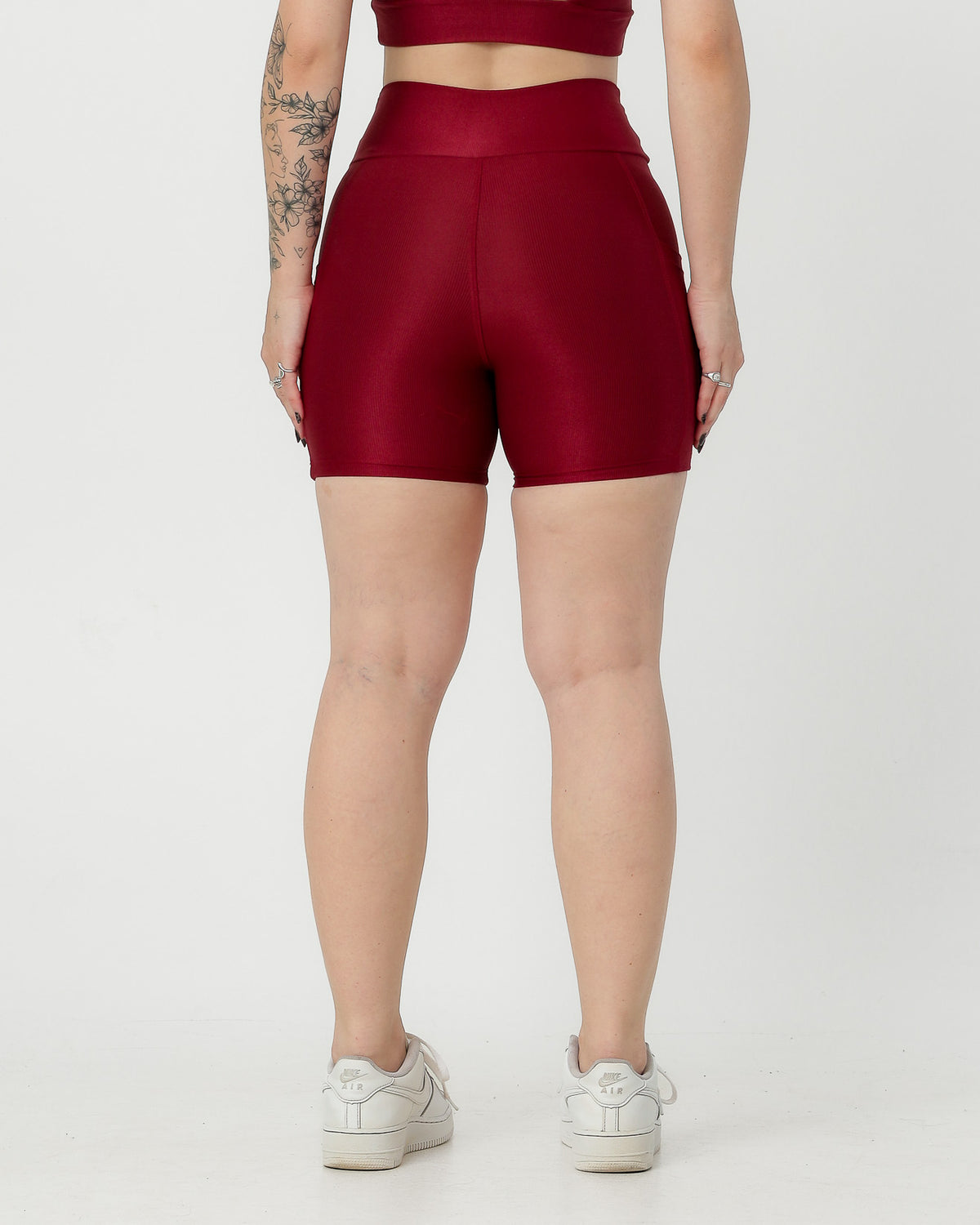 Short Canelado com Bolso Poliamida Marsala (2)