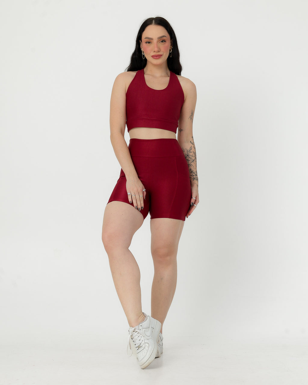 Short Canelado com Bolso Poliamida Marsala (4)